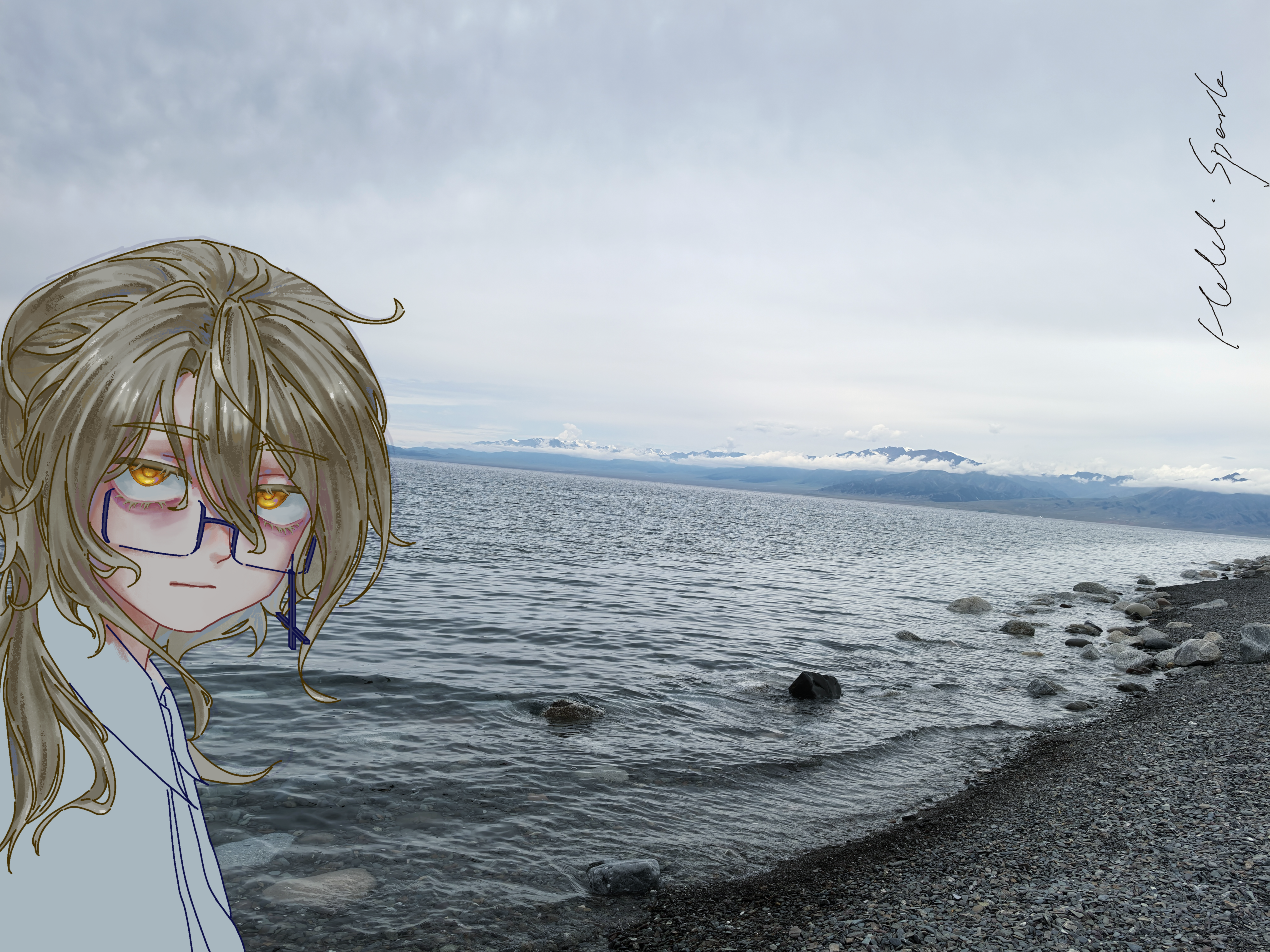 赛里木湖边的Helel